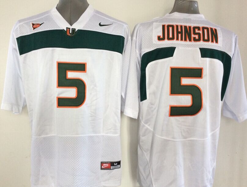 Men Miami Hurricanes #5 Johnson White 2025 NCAA Jersey->ncaa teams->NCAA Jersey